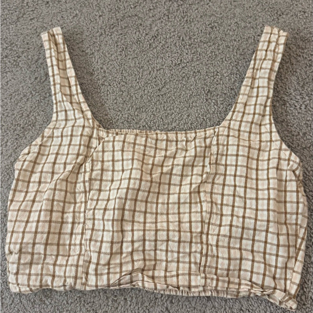 Billabong Checkered Cream Crop Top